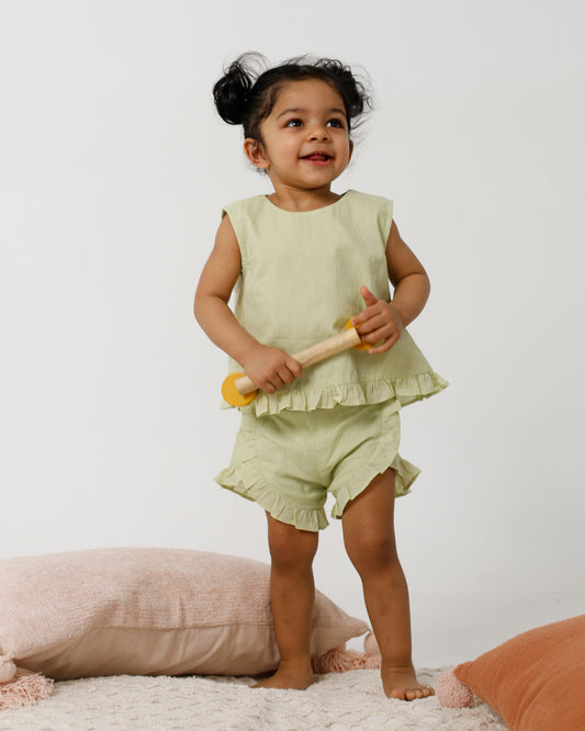 Ruffled Coord Set Green
