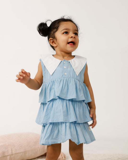 Summer Tiered Dress Blue