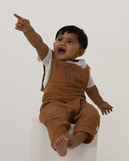 Baby Dungaree & Shirt Set Mocha