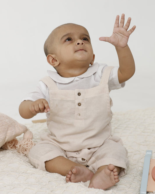 Baby dungaree & Shirt Set Beige