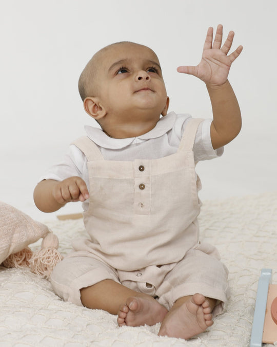 Baby dungaree & Shirt Set Beige