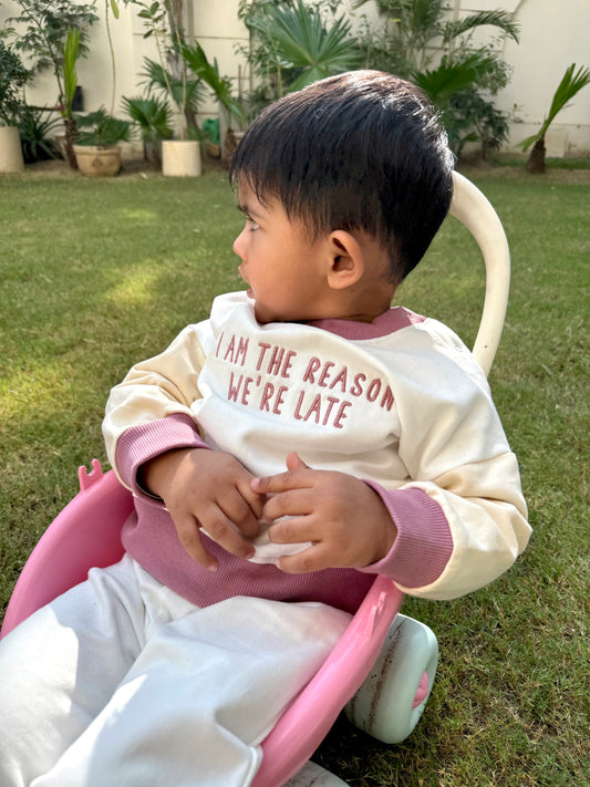 Late Again Colour Block Sweat Set