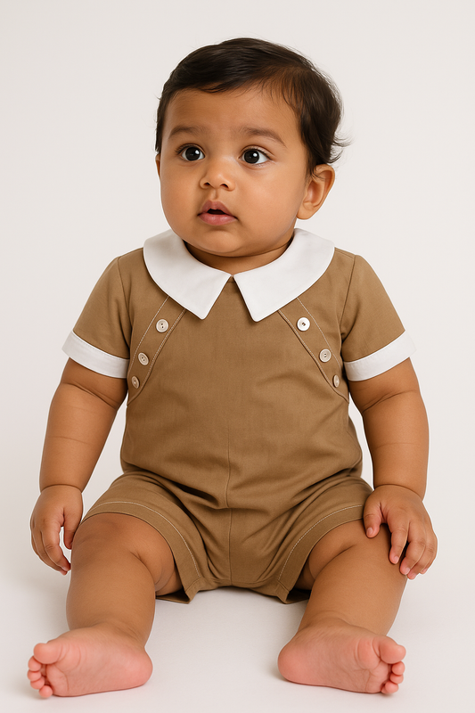 Poplin Playsuit Mocha