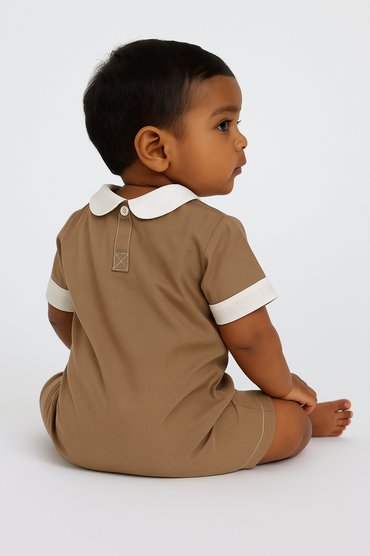 Poplin Playsuit Mocha