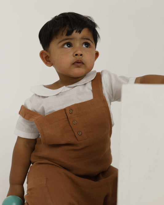Baby Dungaree & Shirt Set Mocha