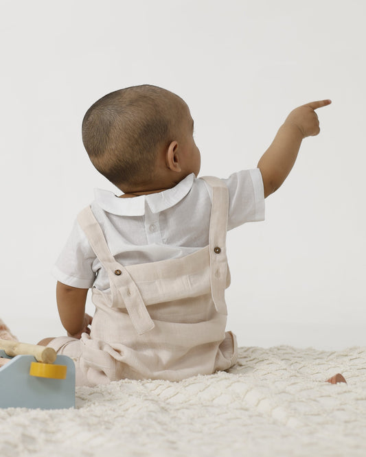 Baby dungaree & Shirt Set Beige